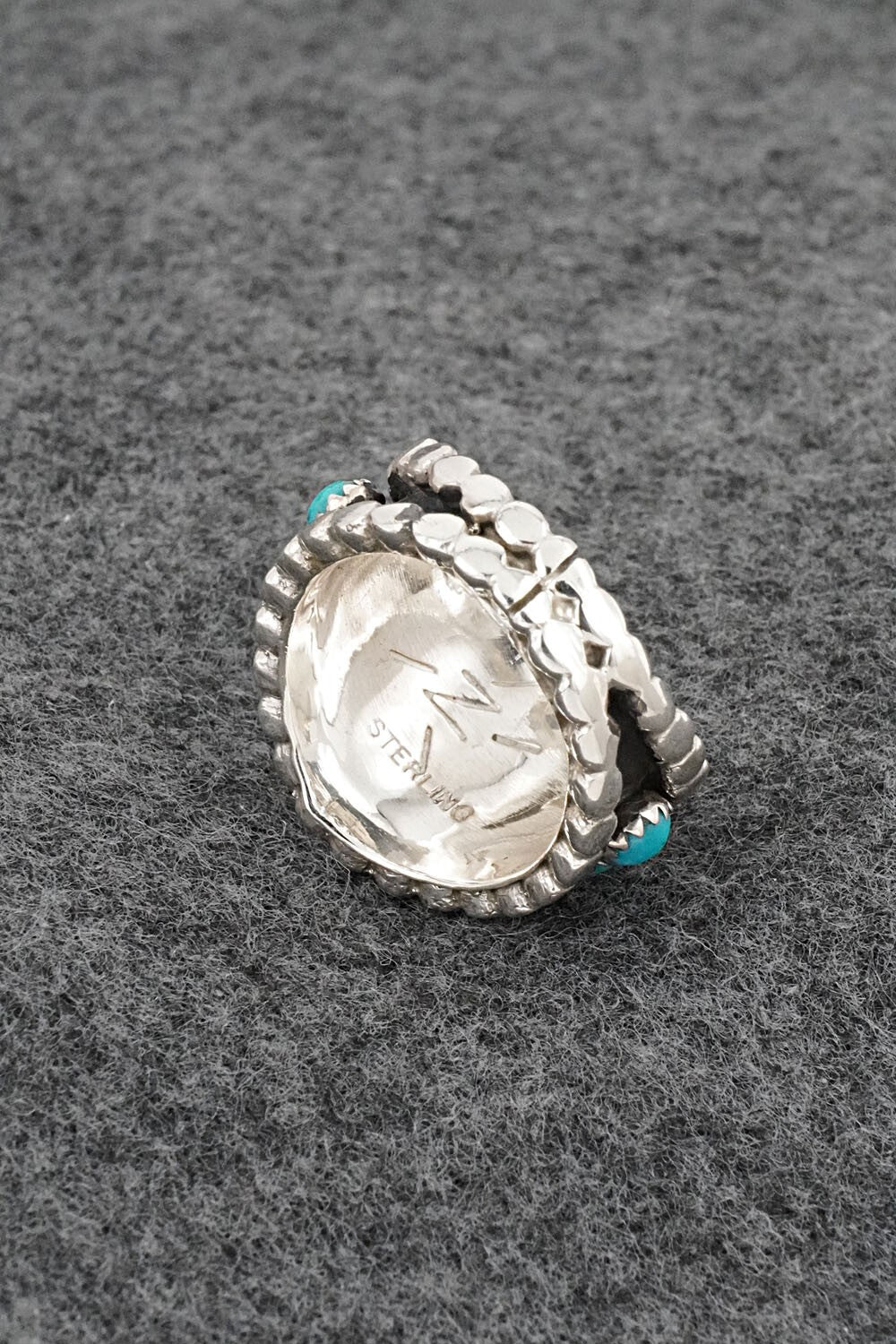 Turquoise & Sterling Silver Ring - Kenny Lonjose - Size 6.75