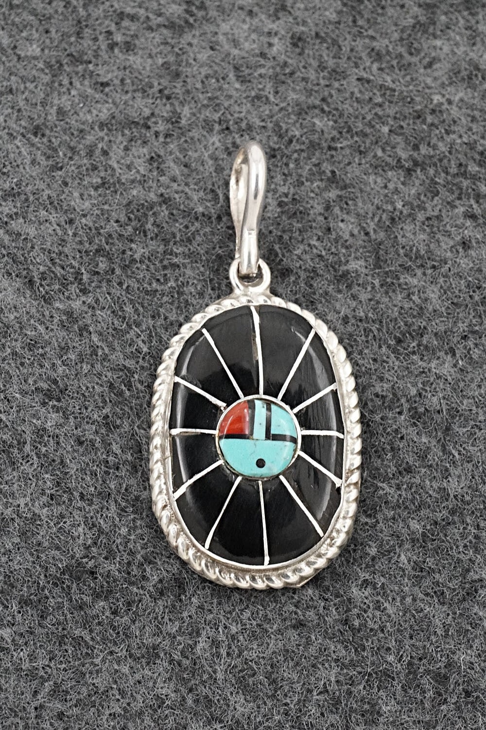 Multi Stone & Sterling Silver Inlay Pendant - Ola Eriacho