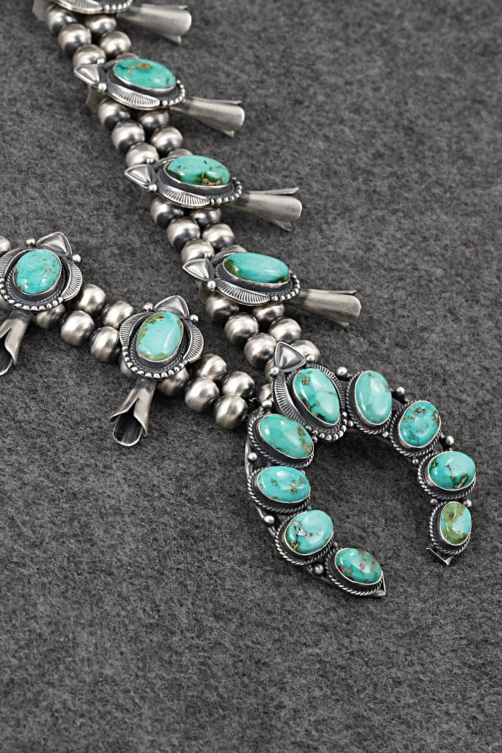 Turquoise & Sterling Silver Squash Blossom Set - Derrick Gordon
