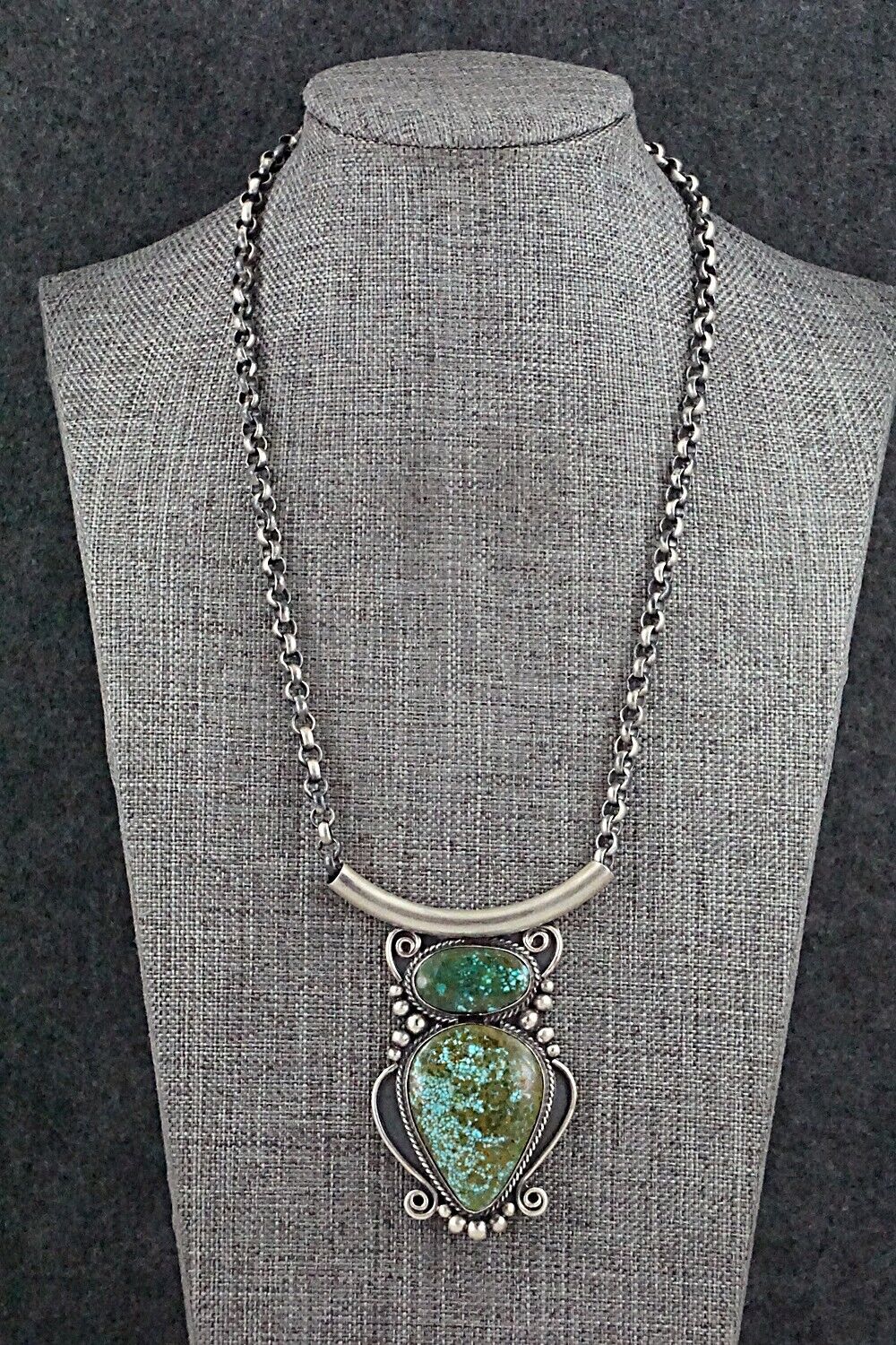 Turquoise & Sterling Silver Necklace - Raymond Delgarito