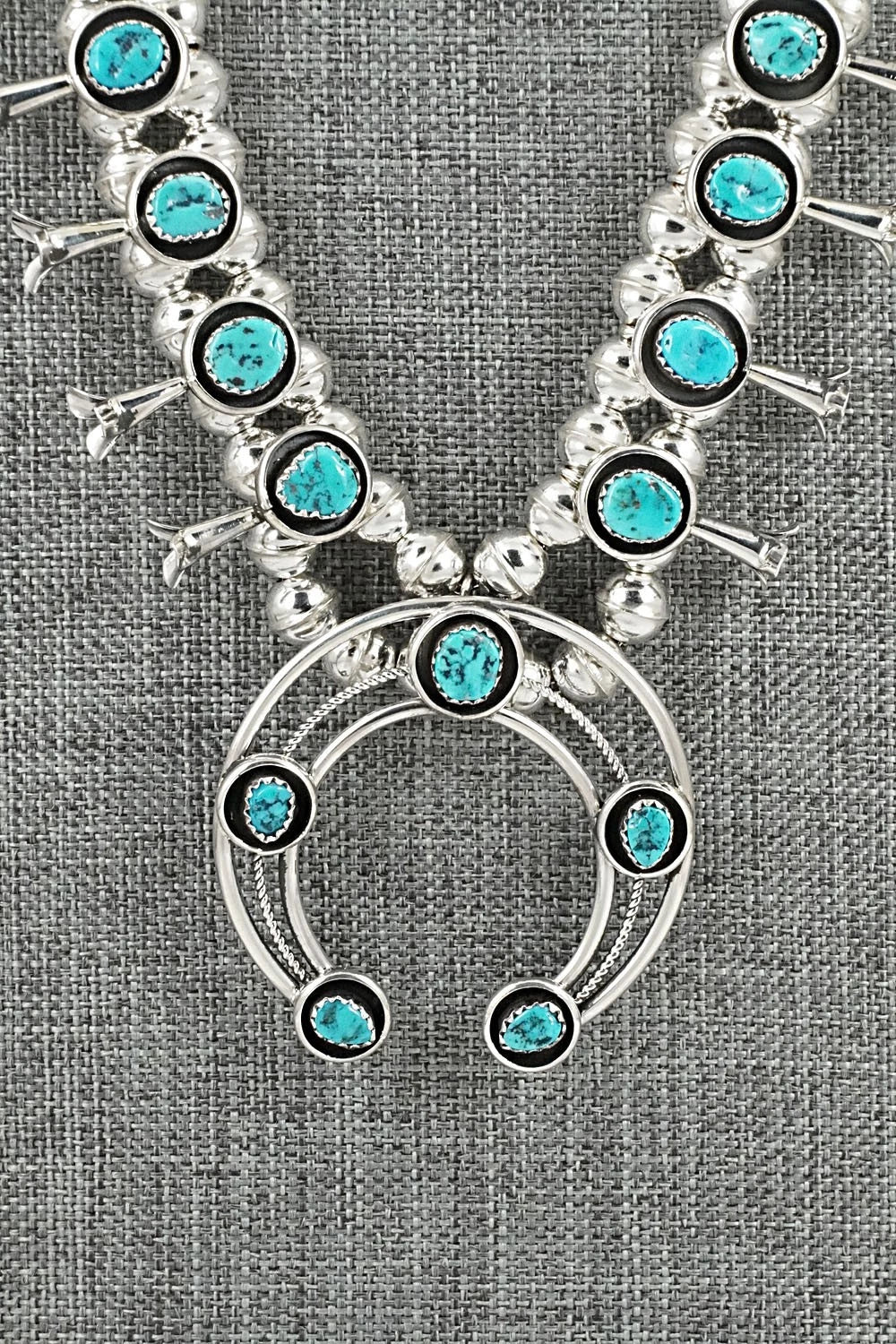 Turquoise & Sterling Silver Squash Blossom Set - Phil Garcia