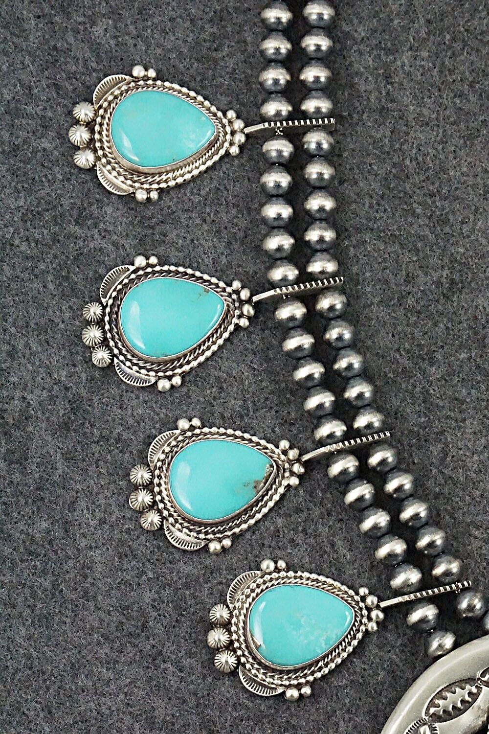 Turquoise & Sterling Silver Squash Blossom Set - Tom Lewis