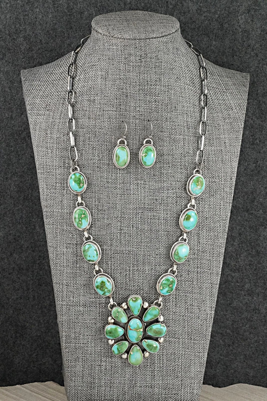 Turquoise & Sterling Silver Necklace and Earrings Set - Kathleen Livingston