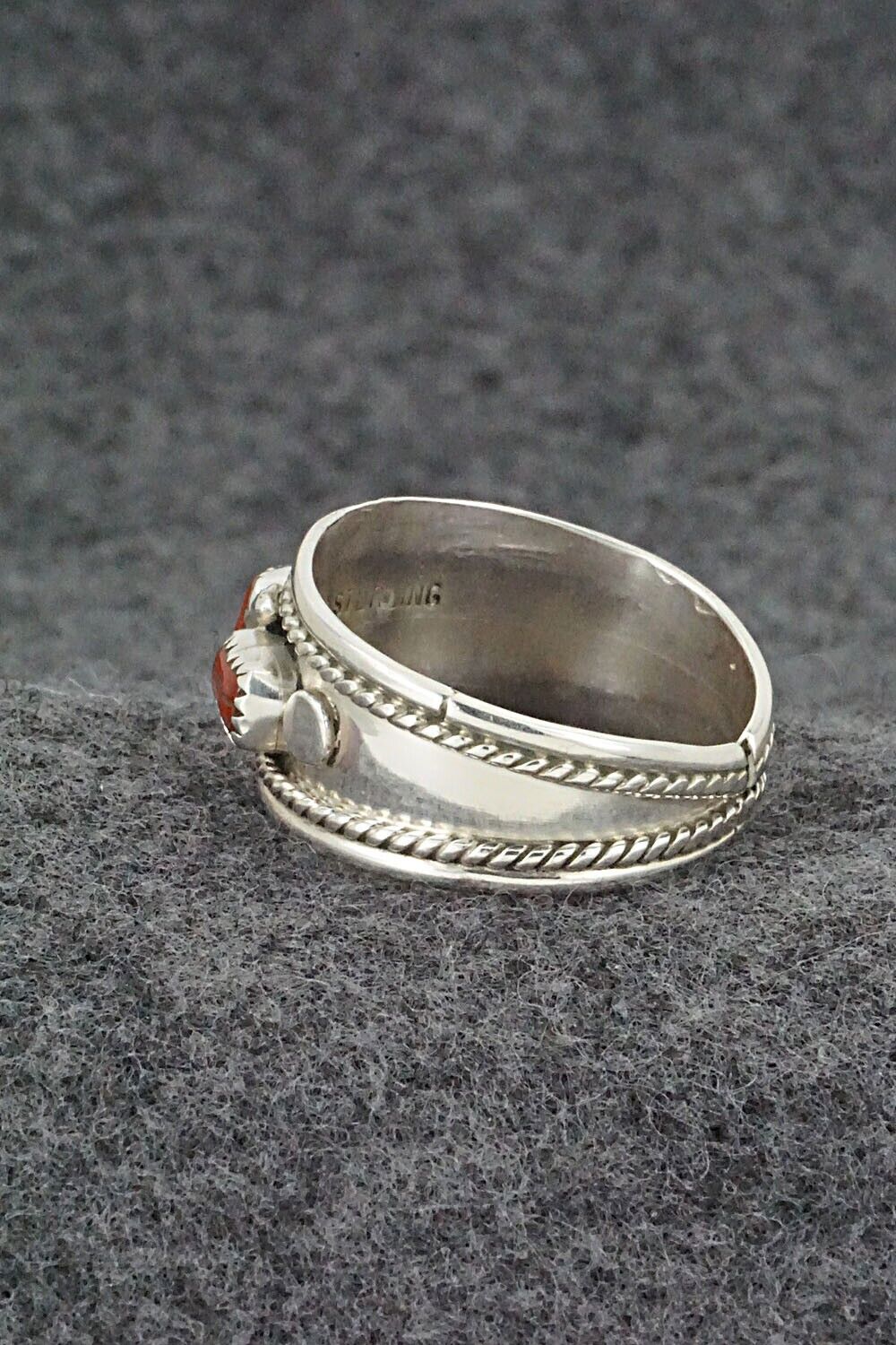 Coral & Sterling Silver Ring - Sondra Whitegoat - Size 11.5
