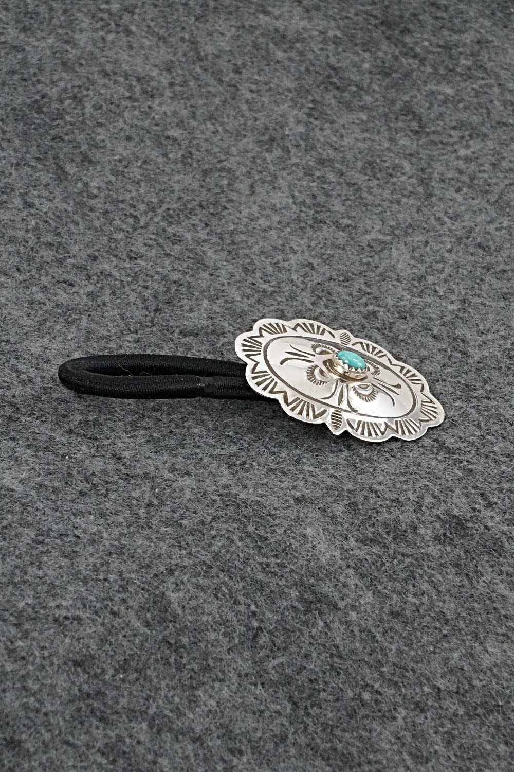 Turquoise & Sterling Silver Hair Tie - Bertha Begay