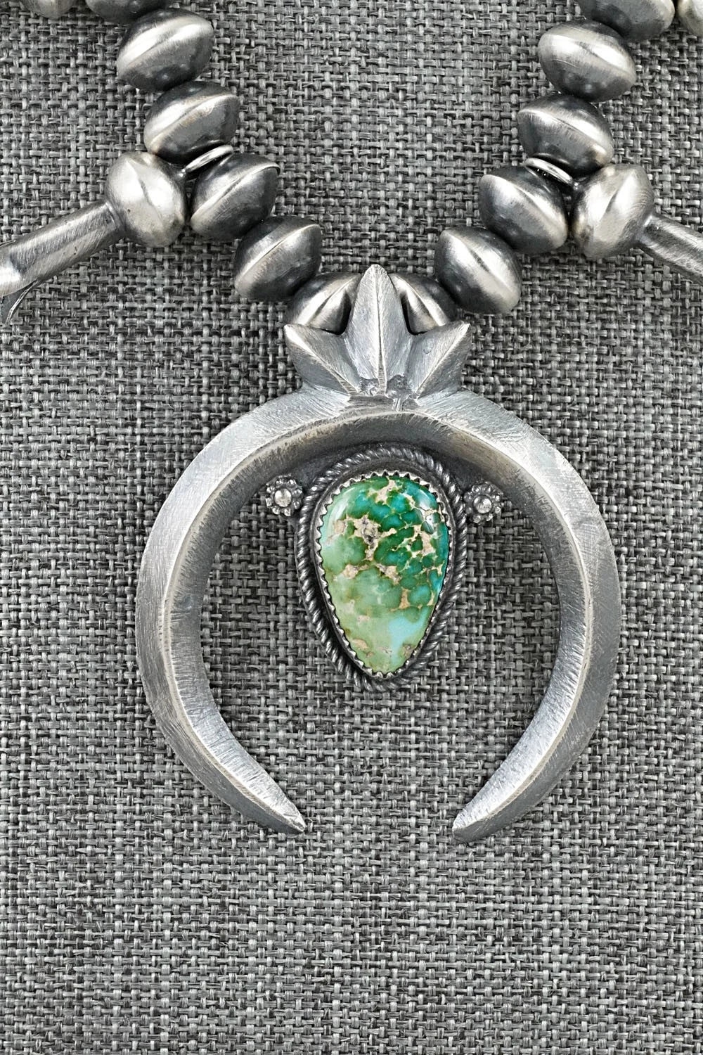 Turquoise & Sterling Silver Squash Blossom Necklace - Presley Haley