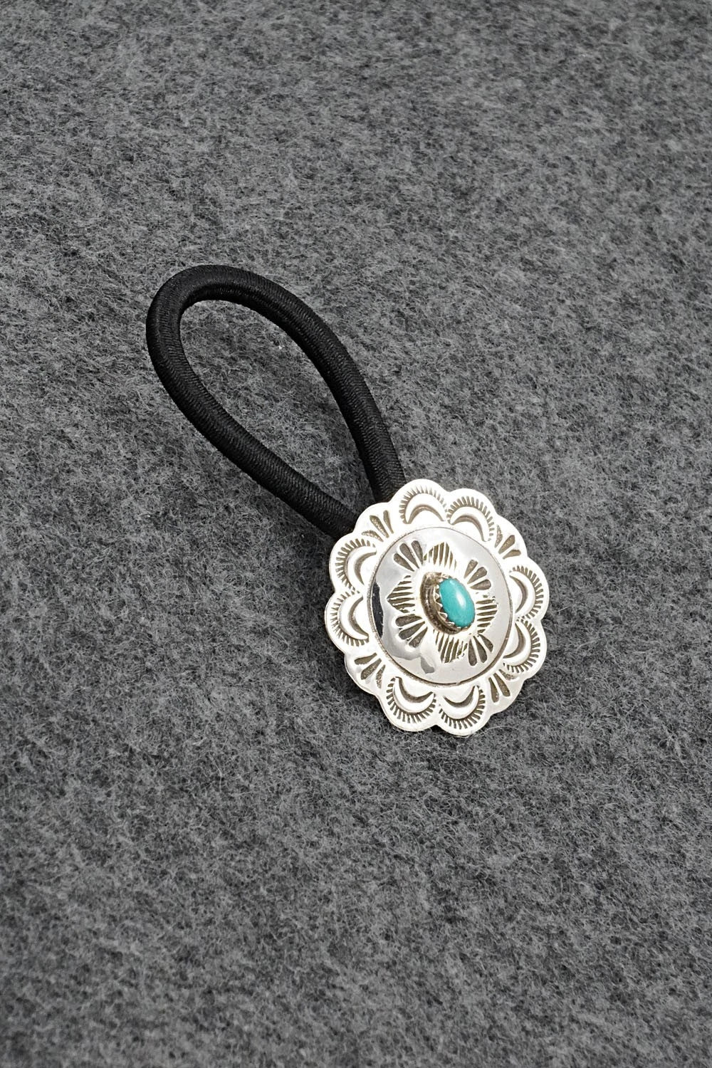 Turquoise & Sterling Silver Hair Tie - Bertha Begay