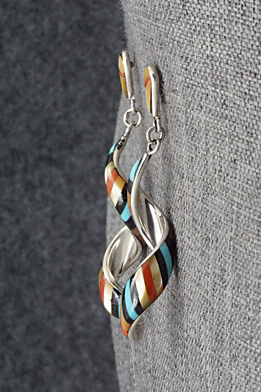 Multi-Stone & Sterling Silver Inlay Earrings - Idella Edaakie