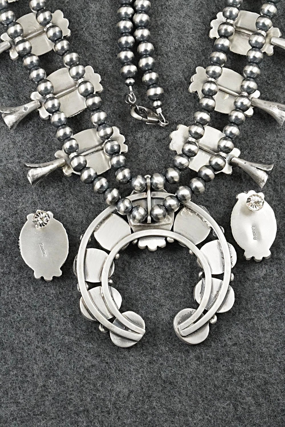 White Buffalo & Sterling Silver Squash Blossom Set - Darrin Livingston