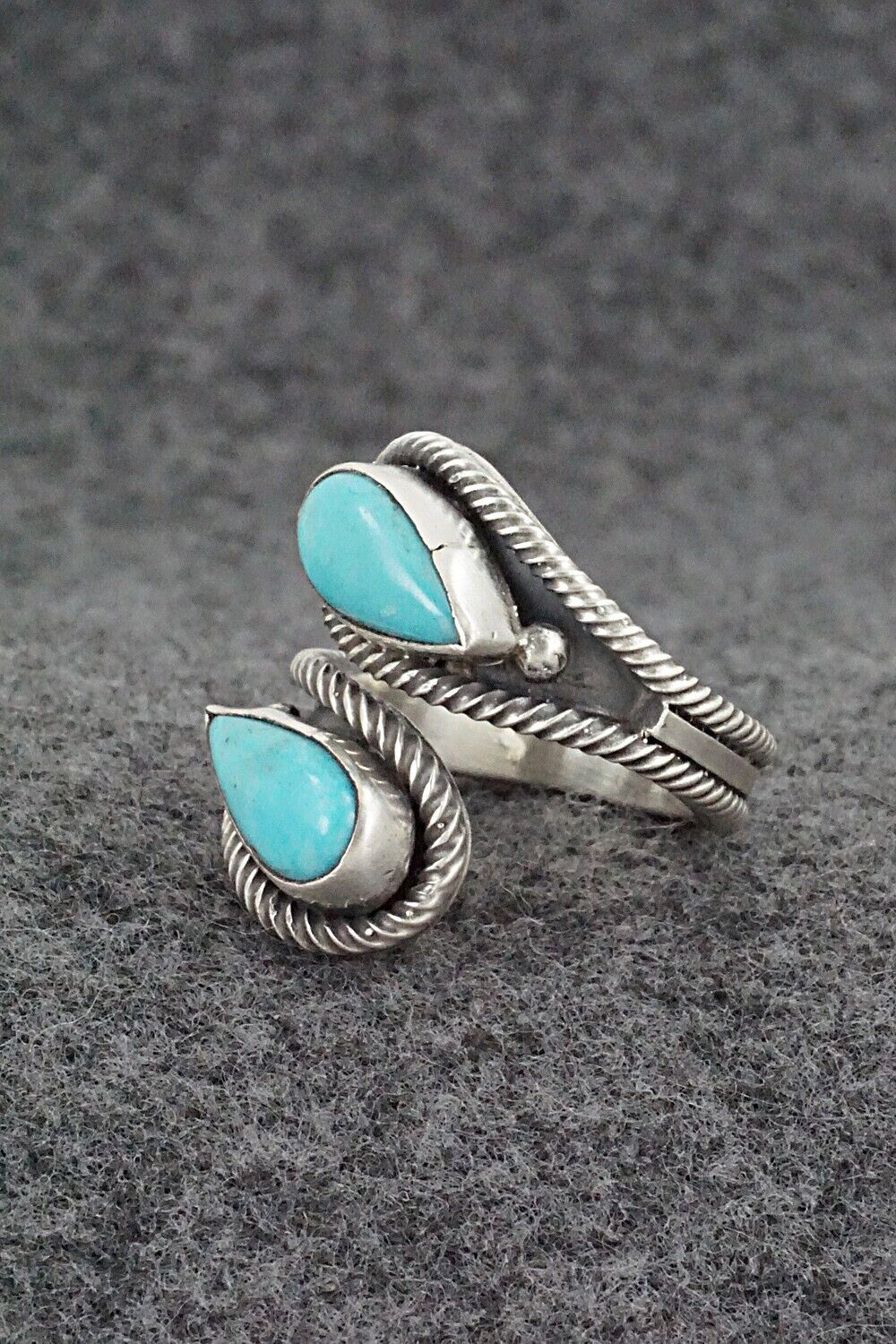 Turquoise & Sterling Silver Ring - Kenny Lonjose - Size 6.5