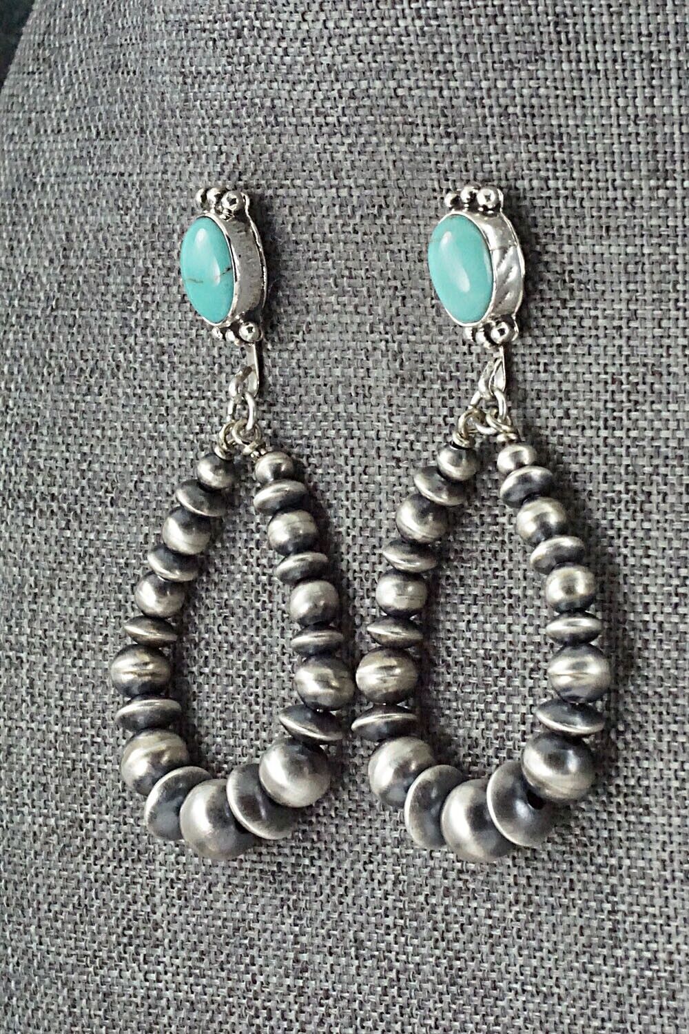 Turquoise & Sterling Silver Navajo Pearl Earrings - Grace Kenneth