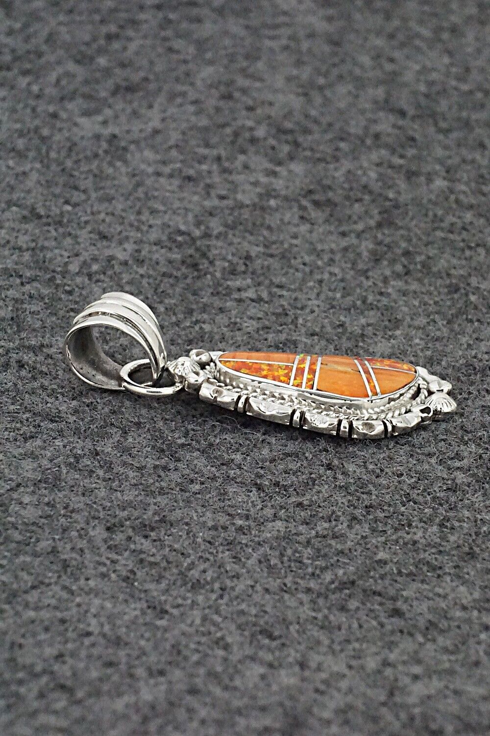 Spiny Oyster, Opalite & Sterling Silver Pendant - James Manygoats