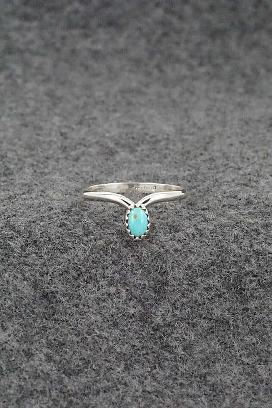 Turquoise & Sterling Silver Ring - Hiram Largo - Size 8.5
