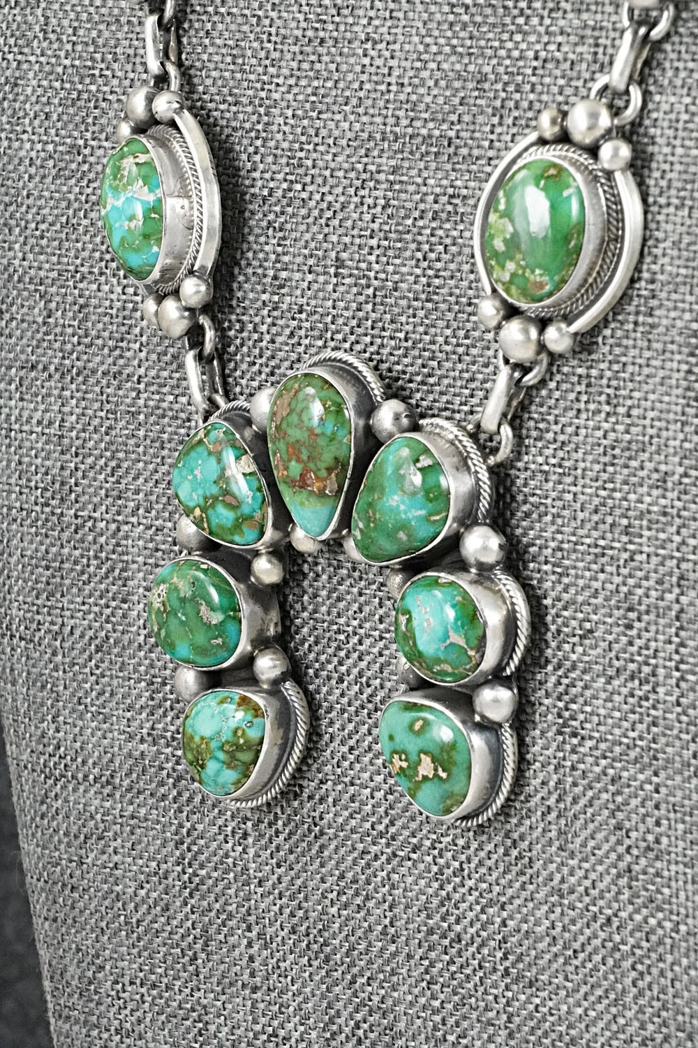 Turquoise & Sterling Silver Necklace and Earrings Set - Paul Livingston