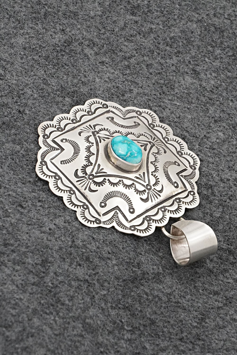 Turquoise & Sterling Silver Pendant - Arnold Blackgoat