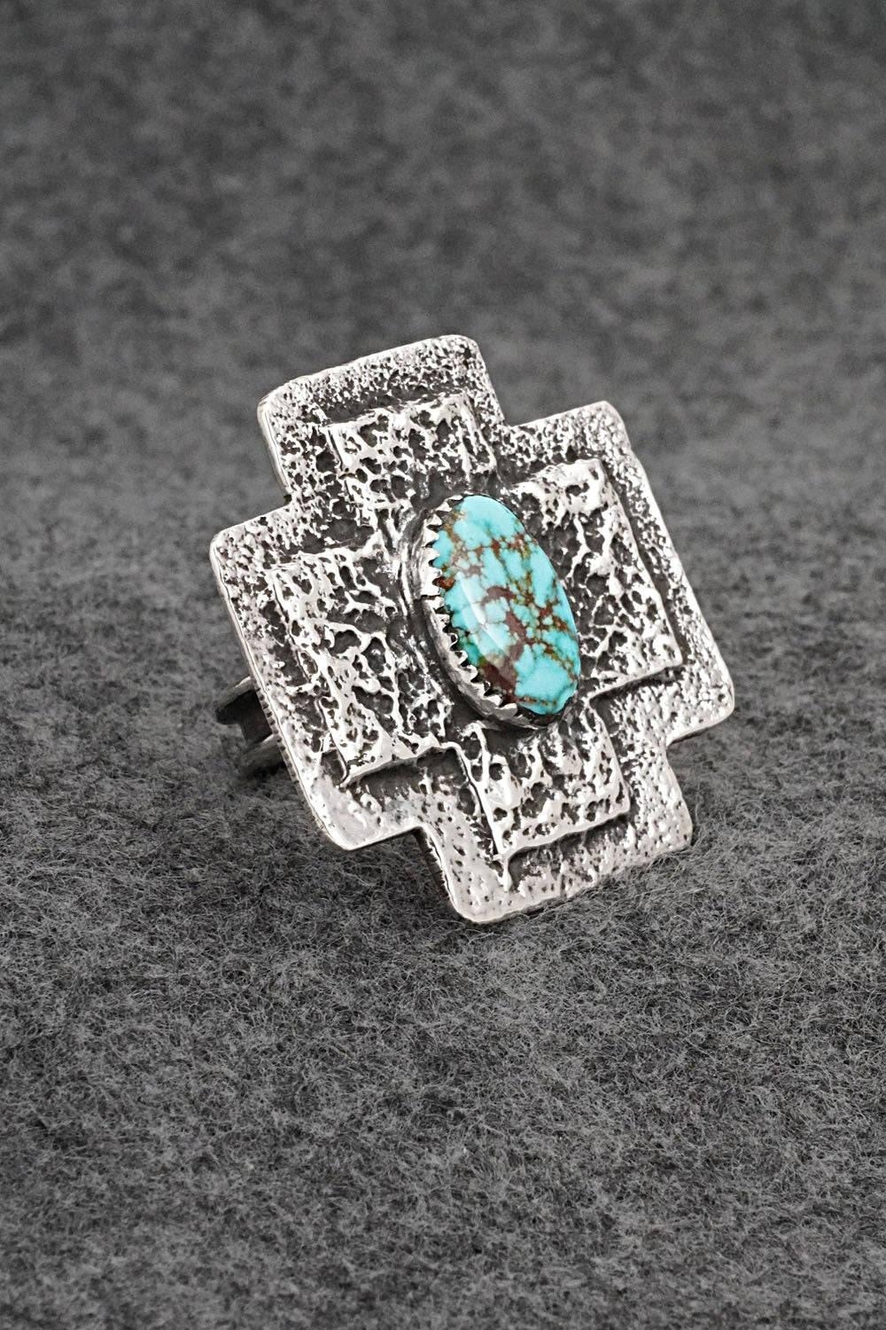 Turquoise & Sterling Silver Ring - Dymitri Arviso - Size 9, Adj.
