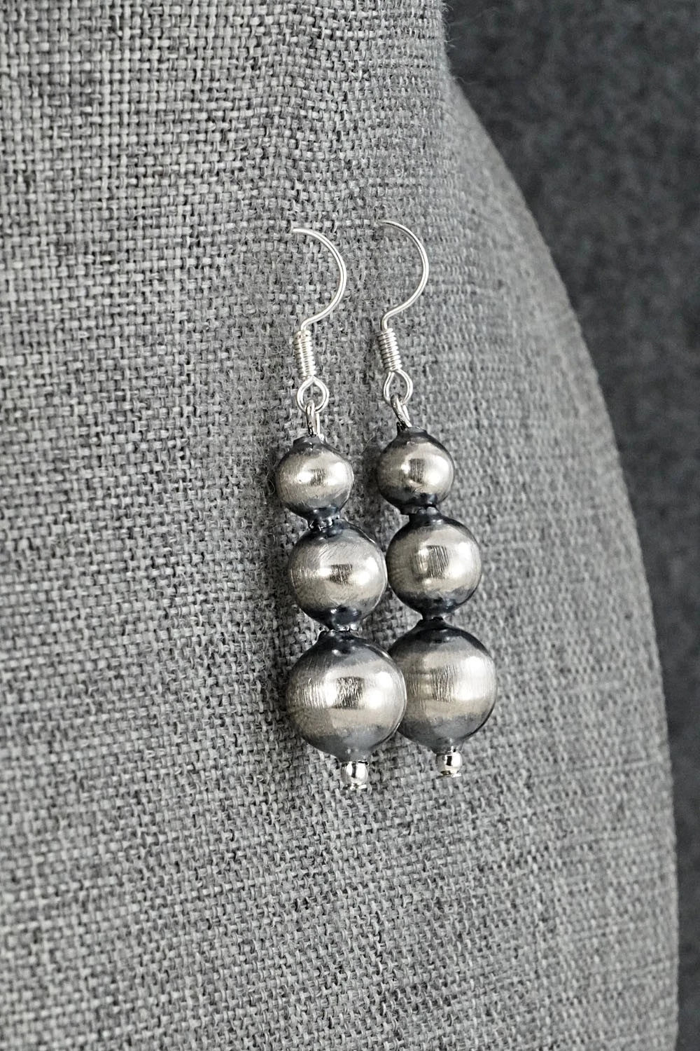 Sterling Silver Navajo Pearl Necklace & Earrings Set - Treva Jim