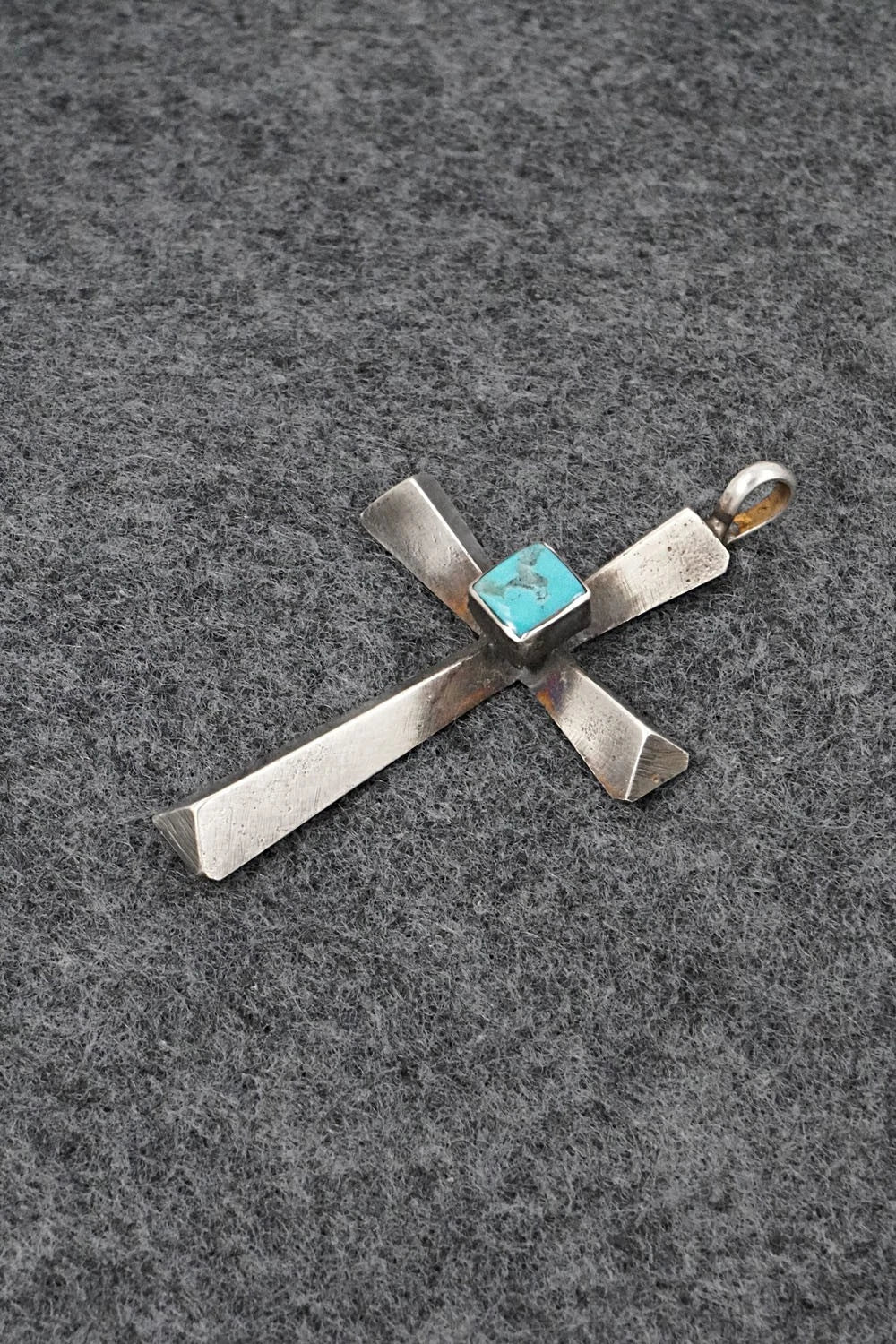 Turquoise & Sterling Silver Pendant - Raymond Bitsoi