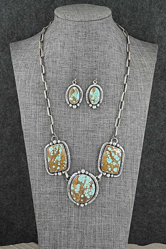 Turquoise & Sterling Silver Necklace and Earrings Set - Paul Livingston