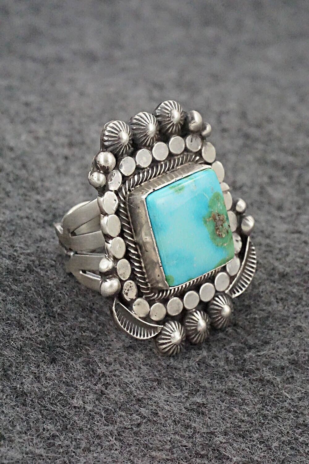 Turquoise & Sterling Silver Ring - Tom Lewis - Size 7.5