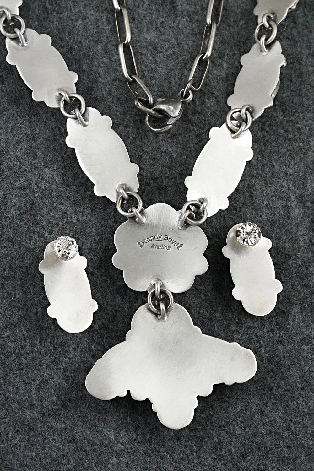 Turquoise & Sterling Silver Necklace and Earrings Set - Randy Boyd