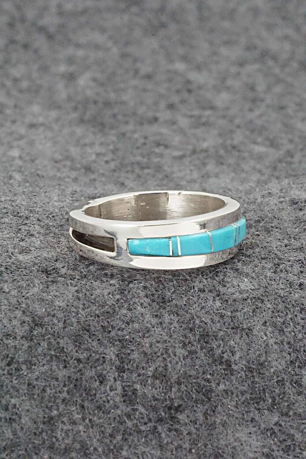 Turquoise & Sterling Silver Inlay Ring - Wilbert Muskett Jr. - Size 9