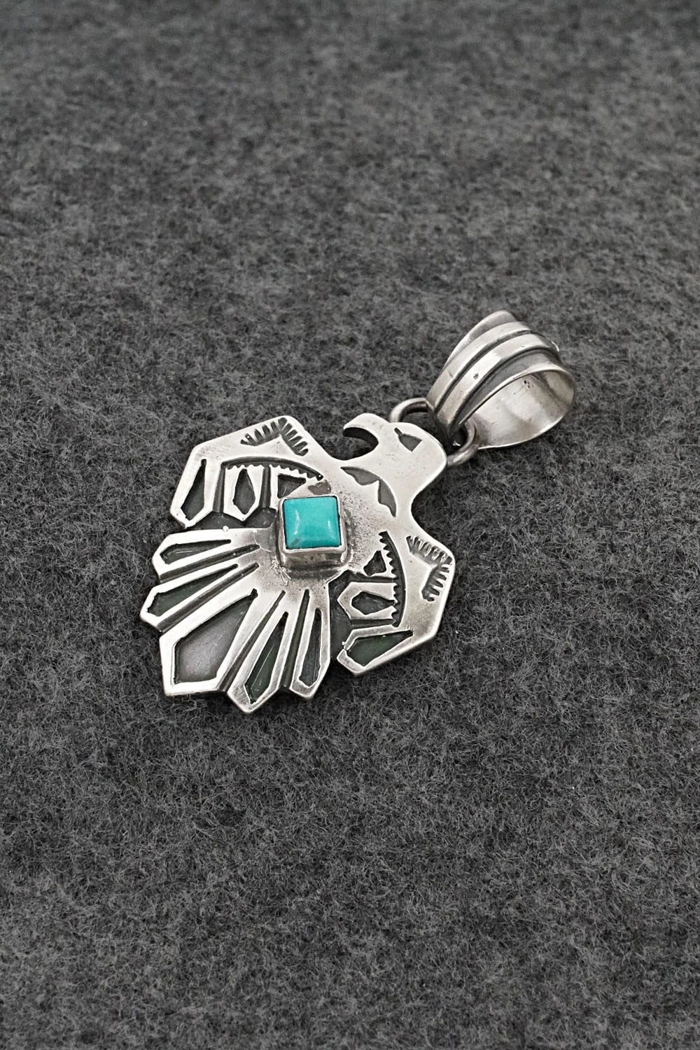 Turquoise & Sterling Silver Pendant - Jerold Joe