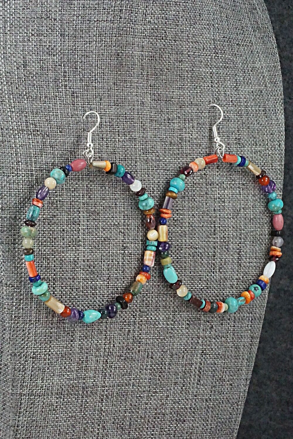 Multi-Stone & Sterling Silver Earrings - Helen Tsosie