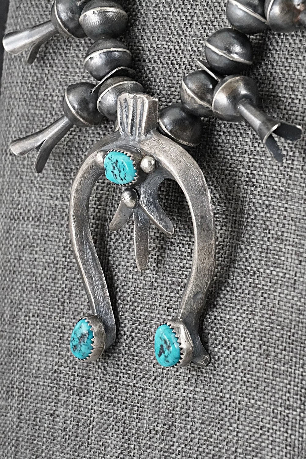 Turquoise & Sterling Silver Squash Blossom Set - Gilbert Martin