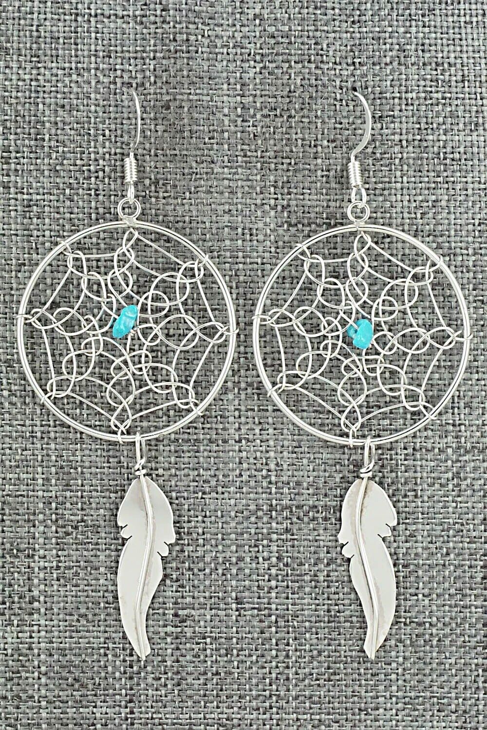 Turquoise & Sterling Silver Earrings - Lorenzo Arviso Jr.