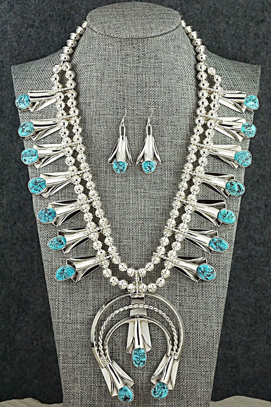 Turquoise & Sterling Silver Squash Blossom Set - Louise Yazzie