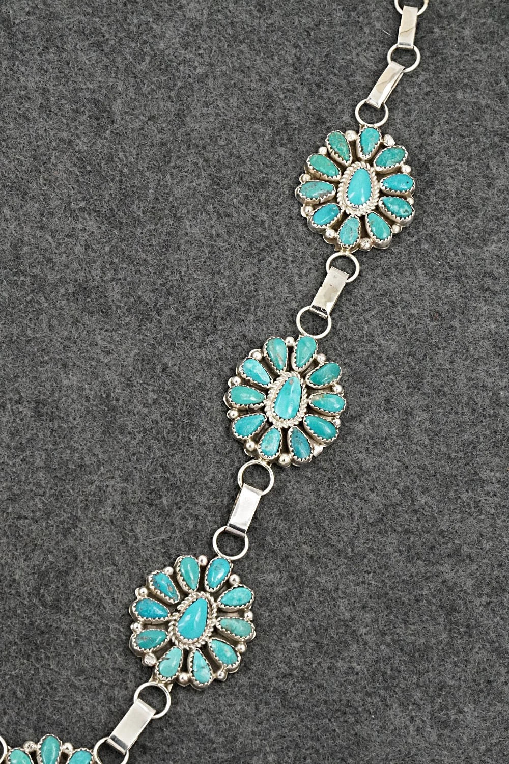 Turquoise & Sterling Silver Necklace and Earrings Set - Eunice Wilson