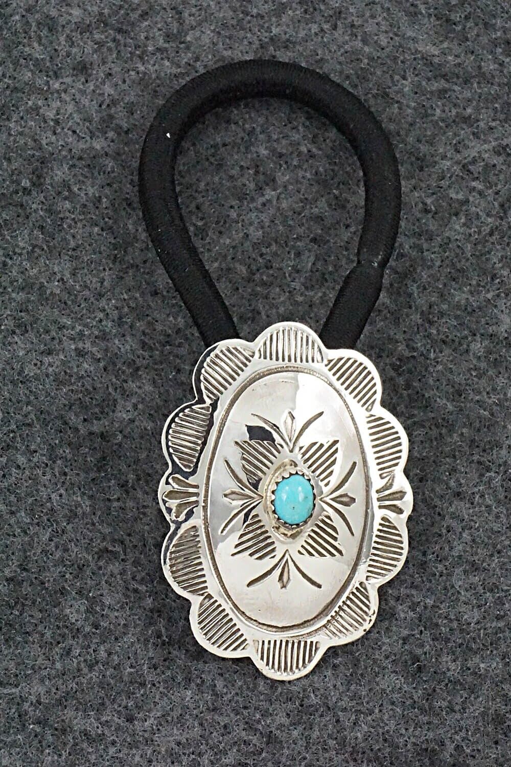 Turquoise & Sterling Silver Hair Tie - Bertha Begay