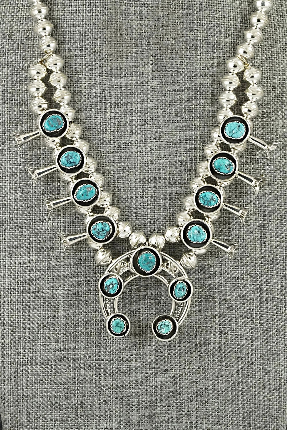 Turquoise & Sterling Silver Squash Blossom Set - Phil Garcia