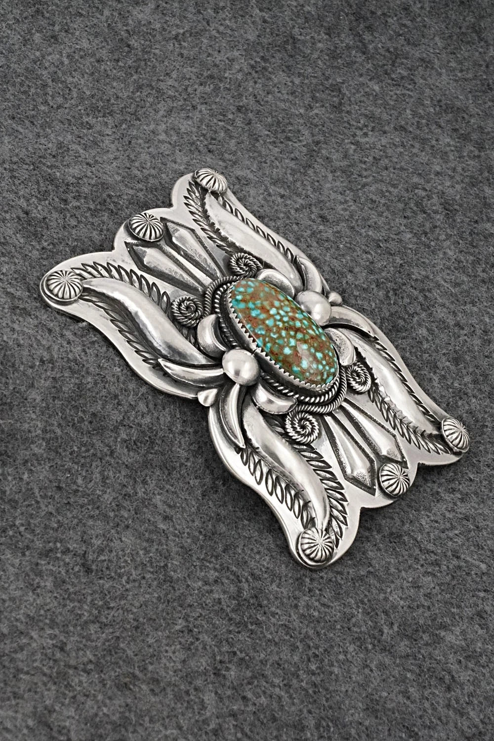 Turquoise & Sterling Silver Belt Buckle - Delbert Gordon