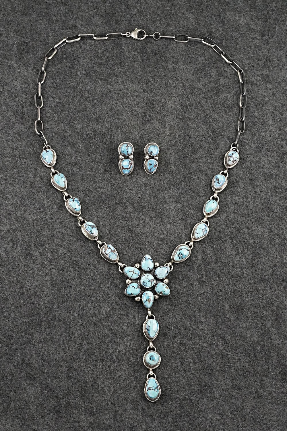 Turquoise & Sterling Silver Necklace and Earrings Set - Kathleen Livingston