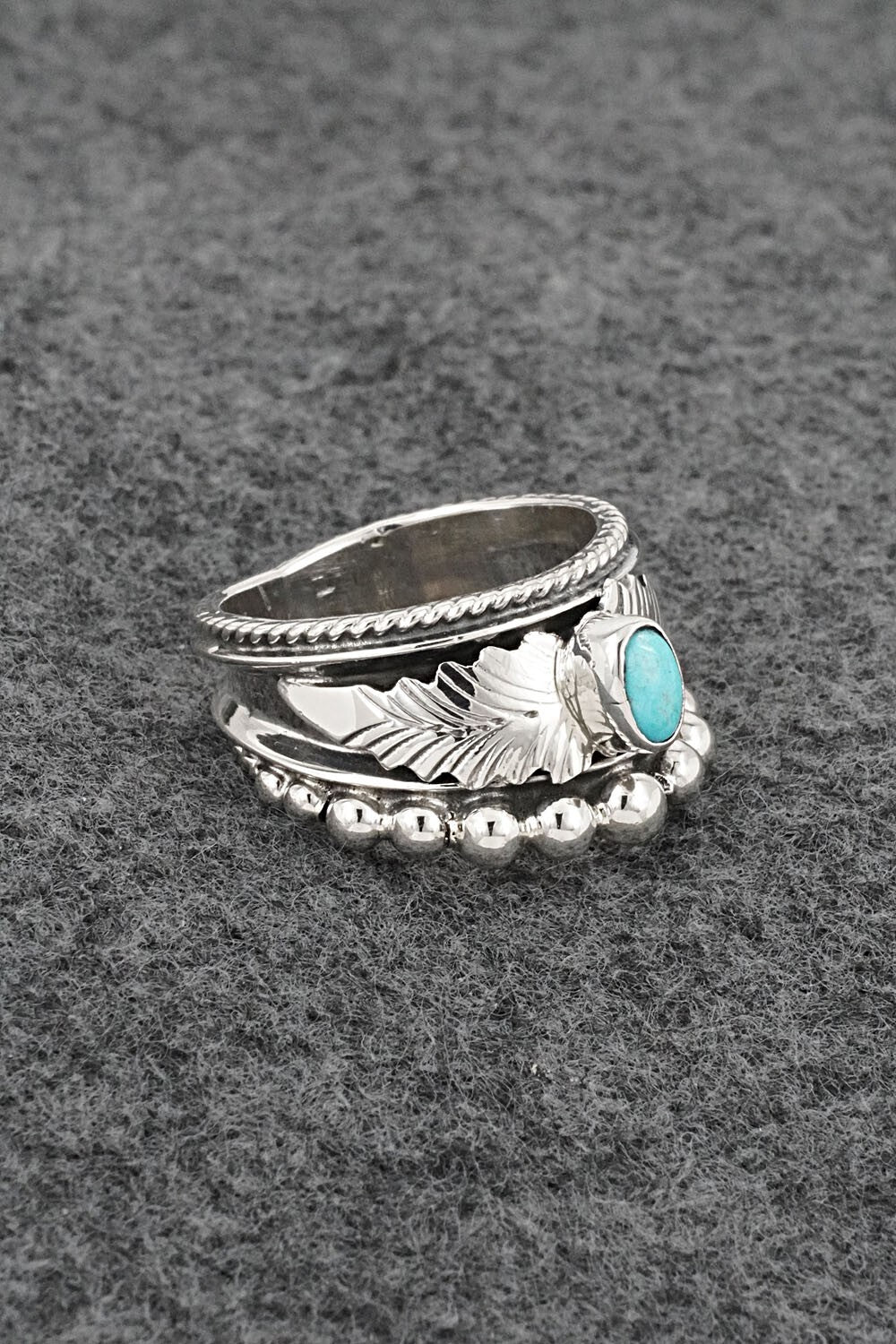 Turquoise & Sterling Silver Ring - Tom Lewis - Size 8.5