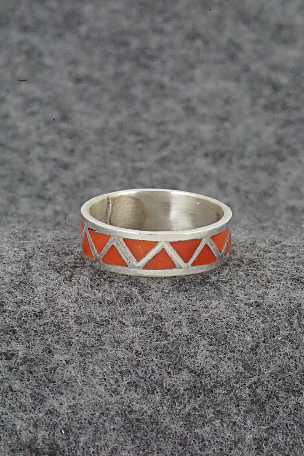 Coral & Sterling Silver Ring -Tina Haloo - Size 7.5