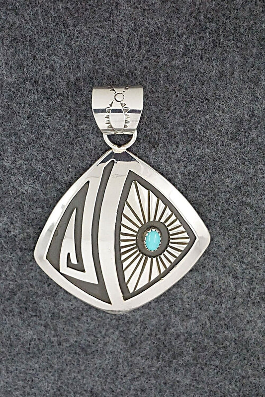 Turquoise and Sterling Silver Pendant - Rosco Scott