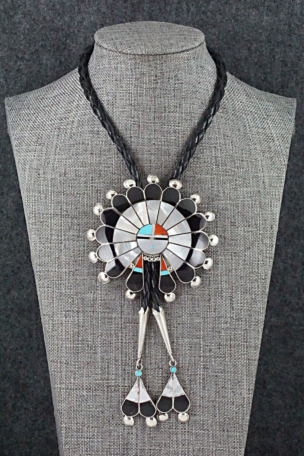 Multi-Stone & Sterling Silver Inlay Bolo Tie - Pauline Lonjose