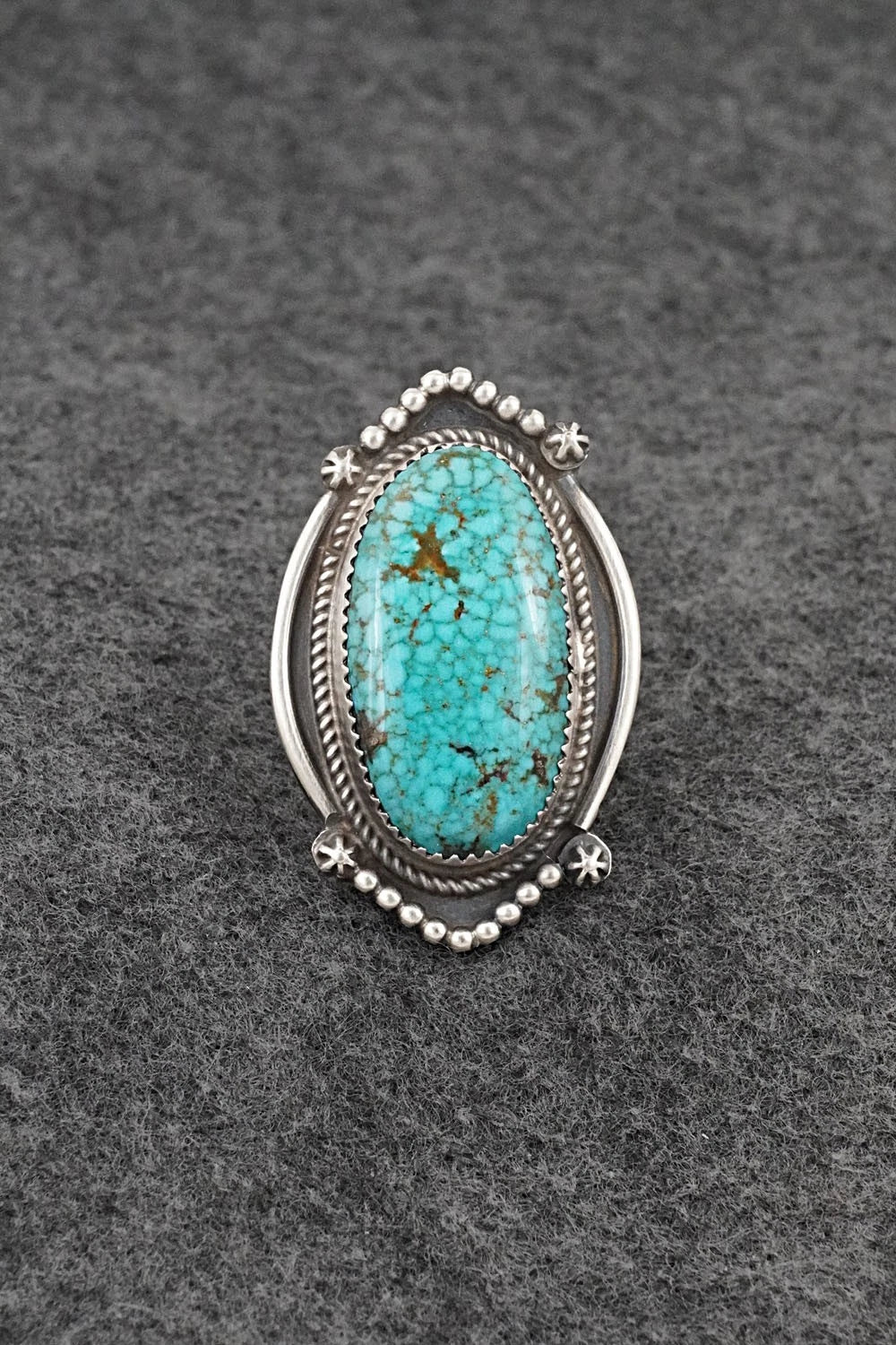 Turquoise & Sterling Silver Ring - Leslie Nez - Size 7