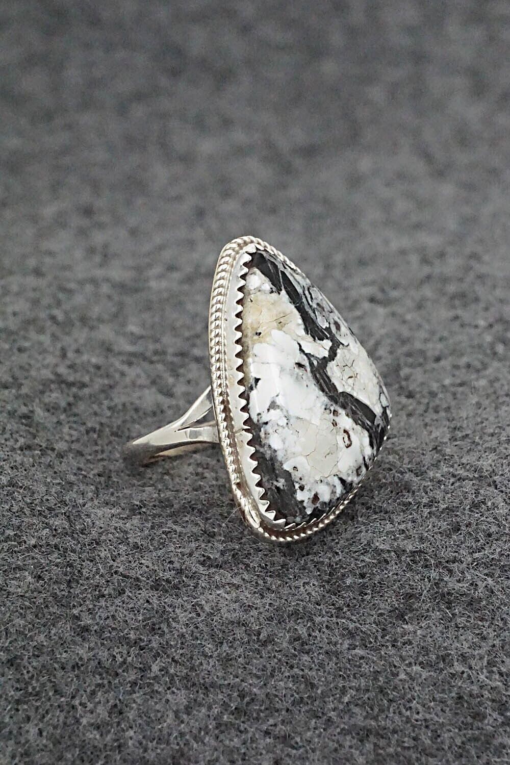 White Buffalo & Sterling Silver Ring - Ernest Hawthorne - Size 7.75
