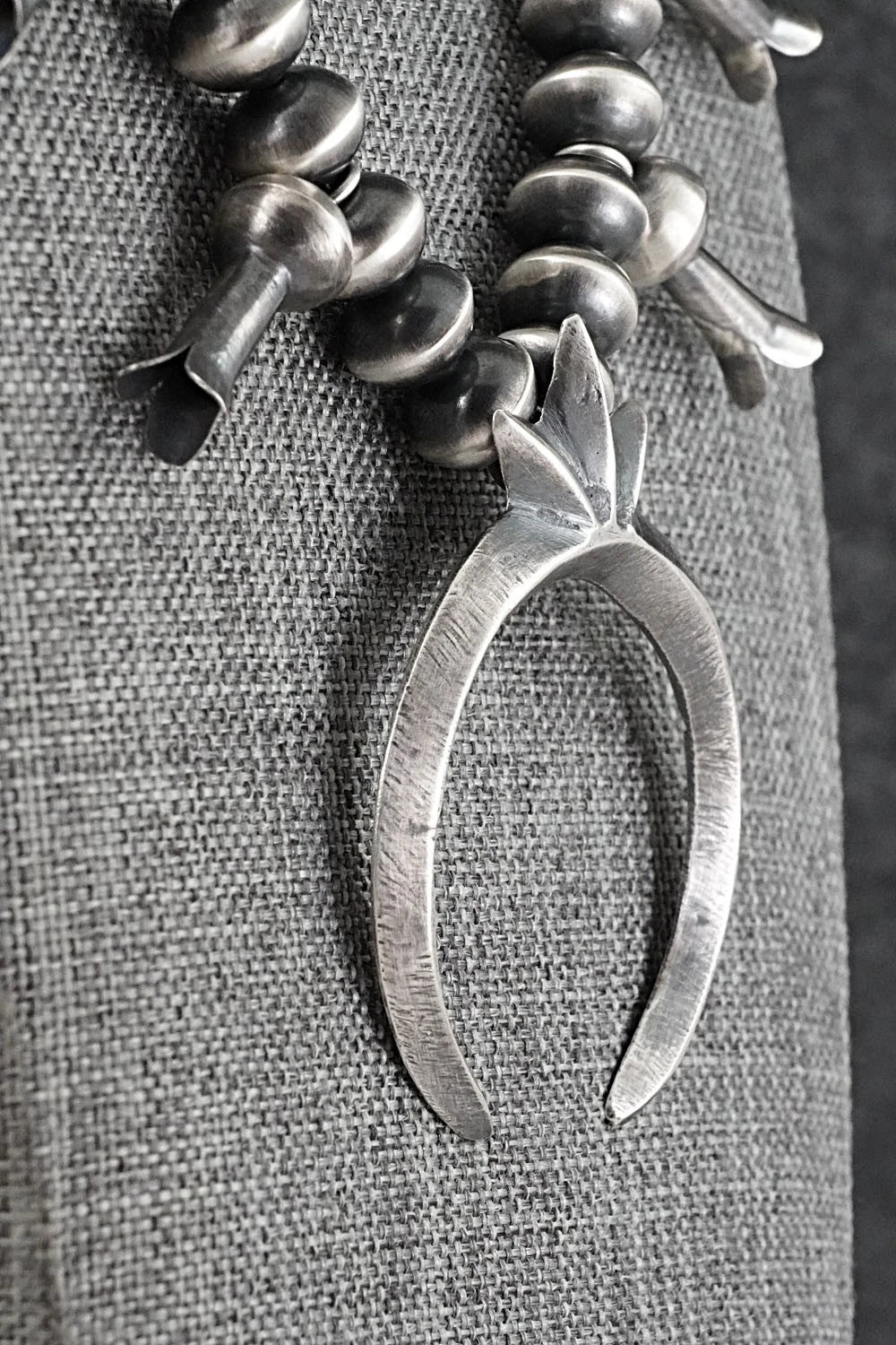 Sterling Silver Navajo Pearl Squash Blossom Necklace - Presley Haley