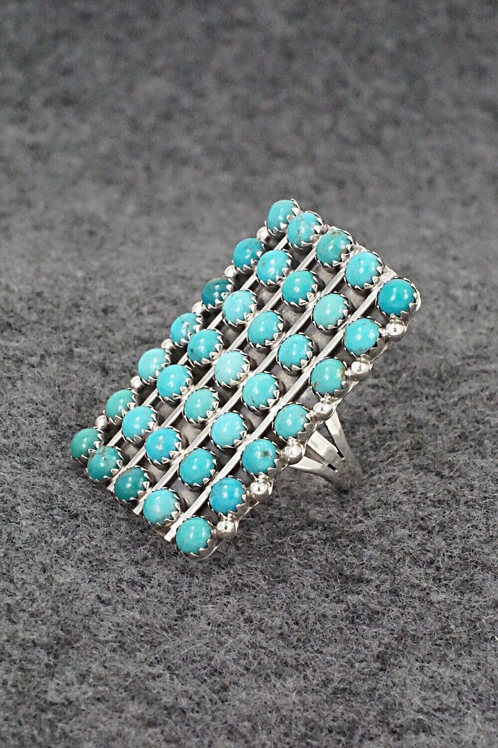 Turquoise & Sterling Silver Ring - Kenny Lonjose - Size 6.75