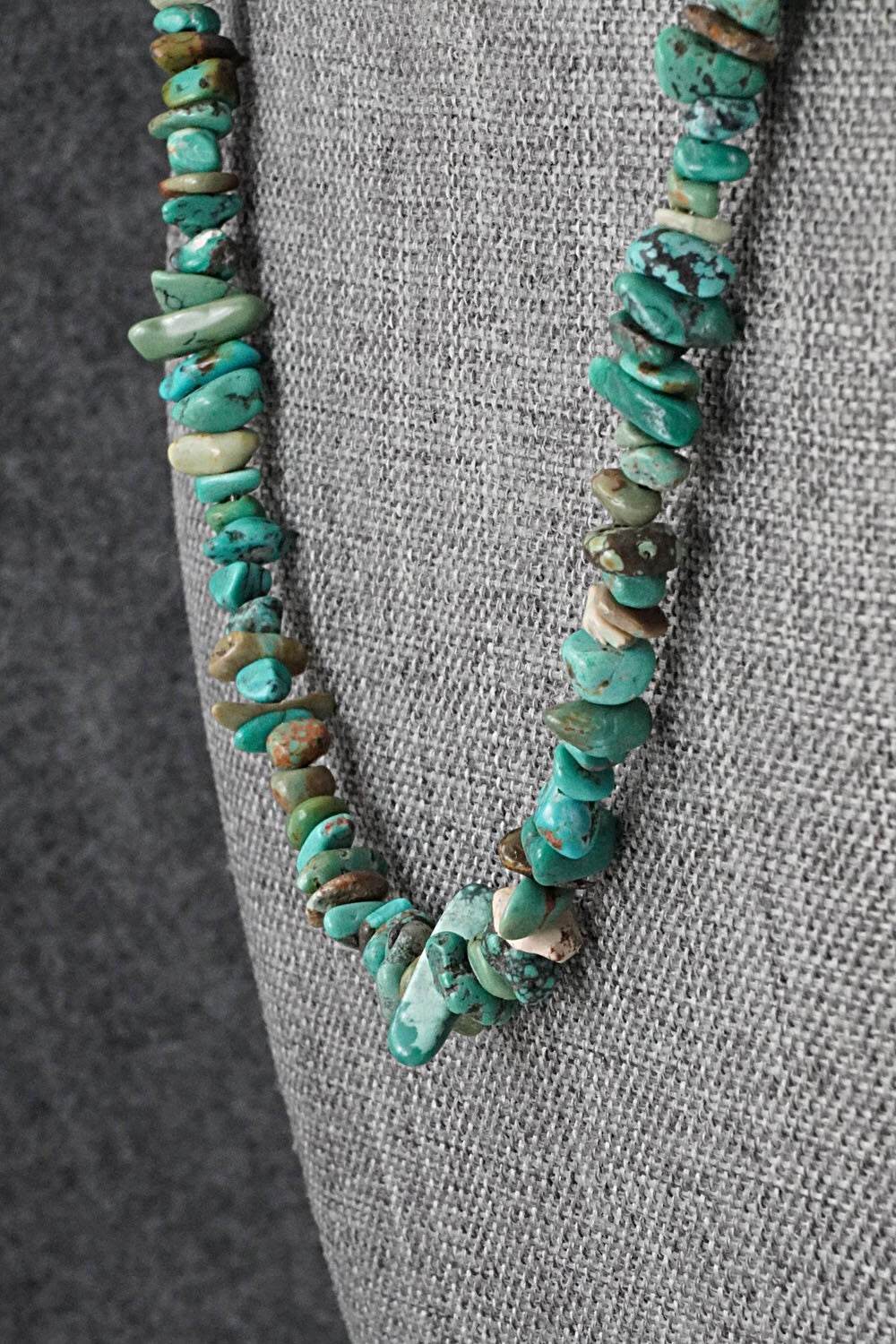 Turquoise & Sterling Silver Necklace 38" - Doreen Jake