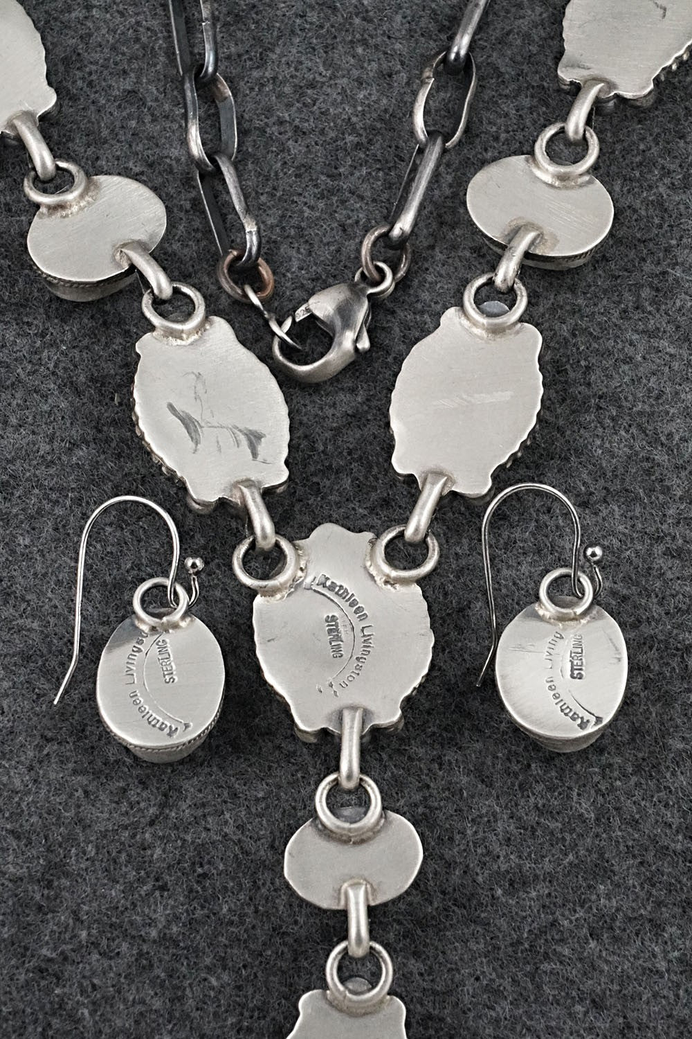 Turquoise & Sterling Silver Necklace and Earrings Set - Kathleen Livingston
