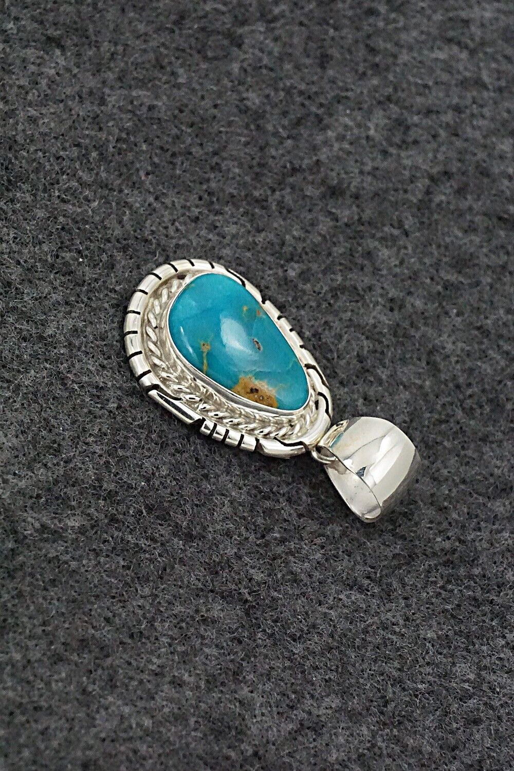 Turquoise & Sterling Silver Pendant - Johnny Frank