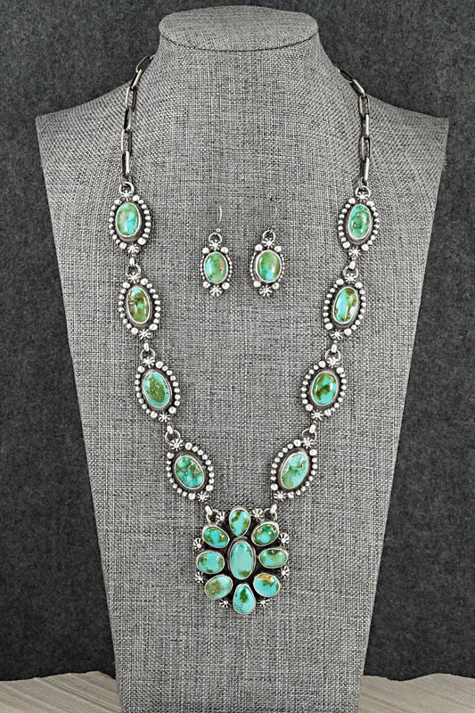 Turquoise & Sterling Silver Necklace and Earrings Set - Kathleen Livingston