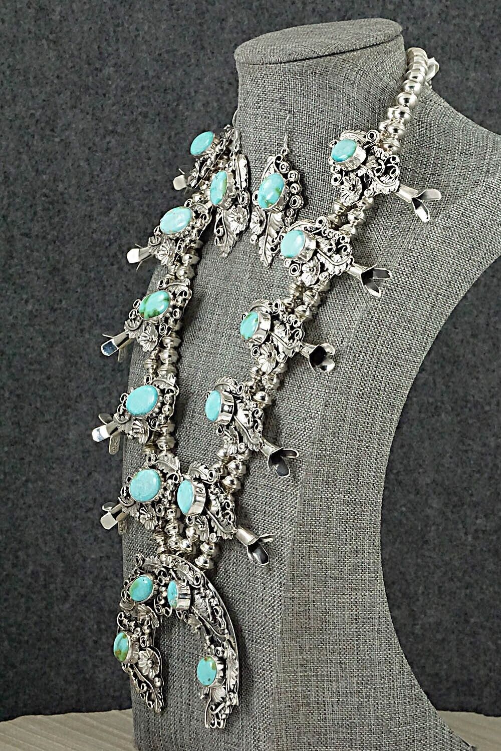 Turquoise & Sterling Silver Squash Blossom Set - Harry B. Yazzie