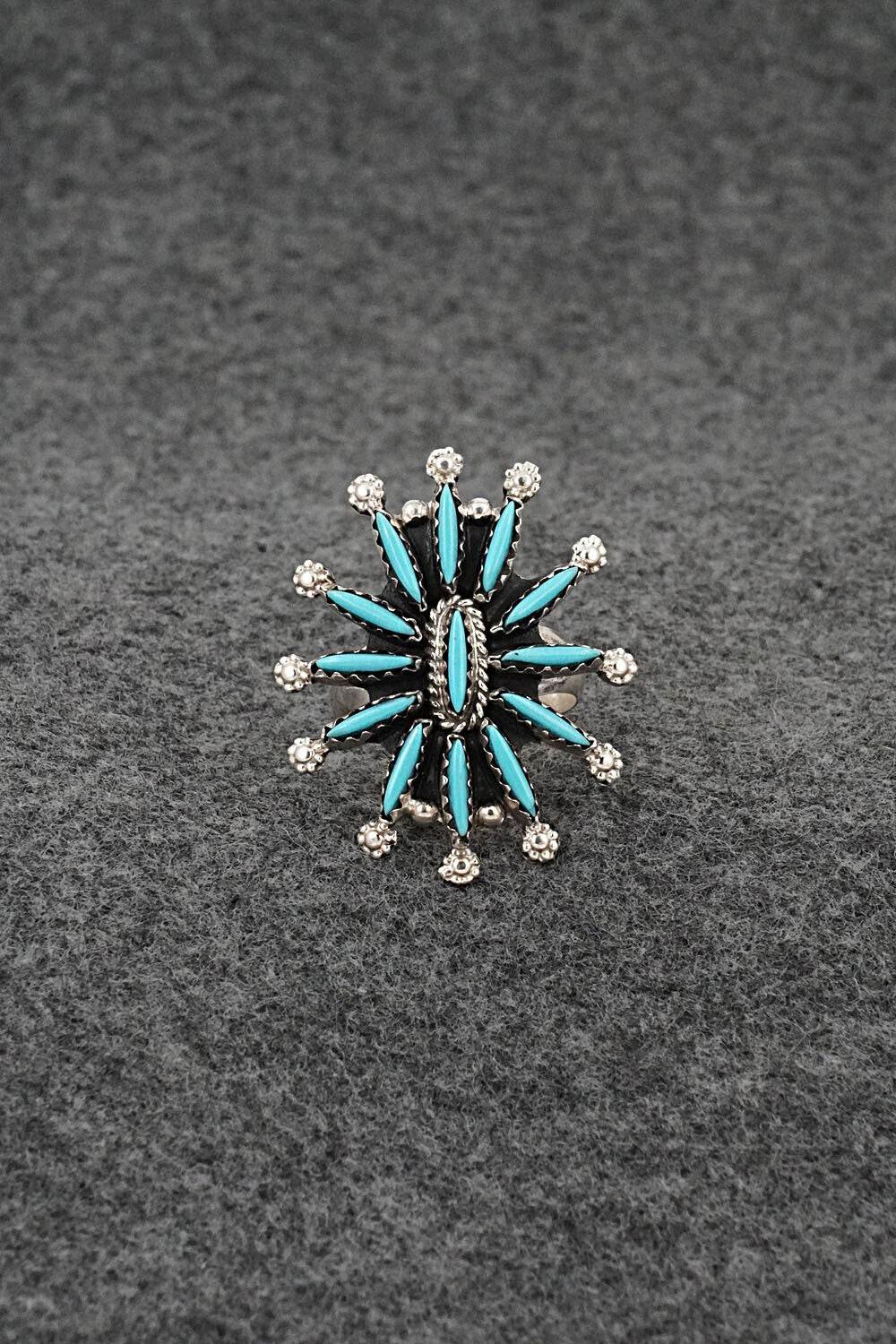 Turquoise & Sterling Silver Ring - Jack Etsate - Size 7